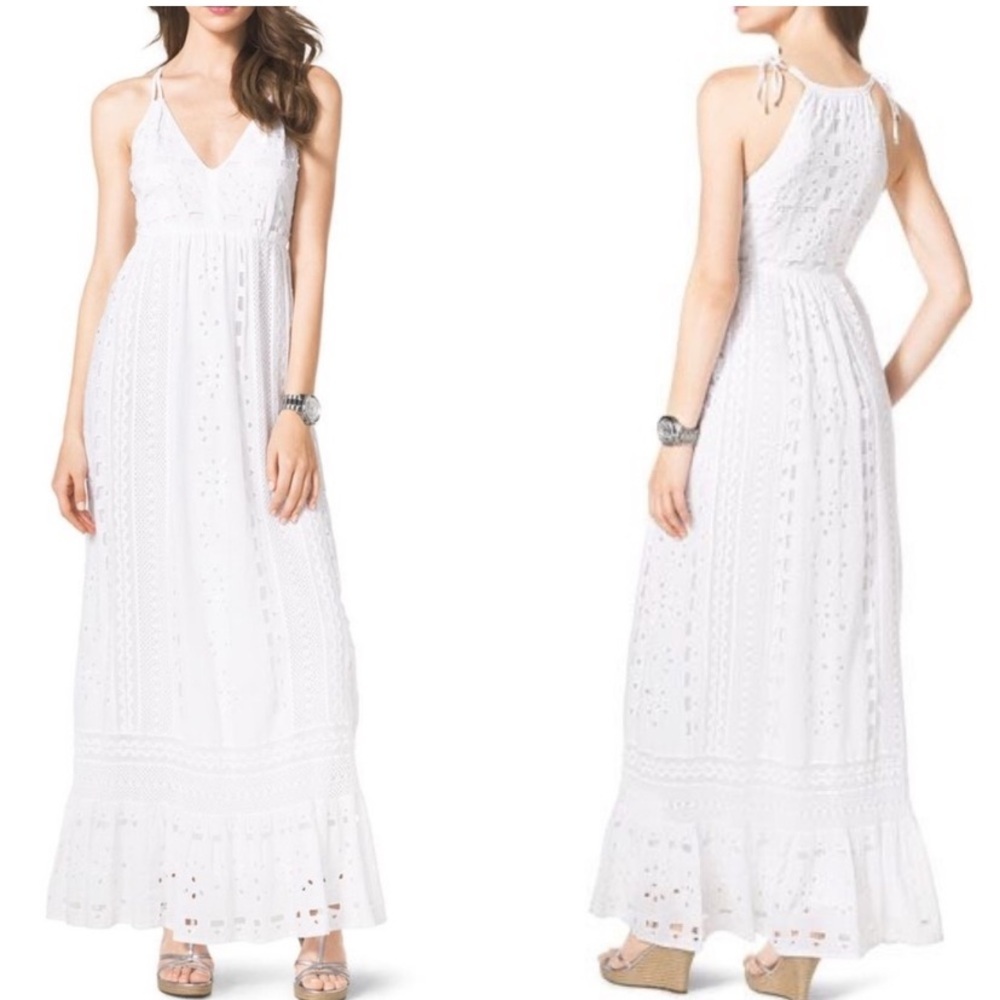 MICHAEL Michael Kors White Eyelet Lace Spaghetti Strap Dress 👗